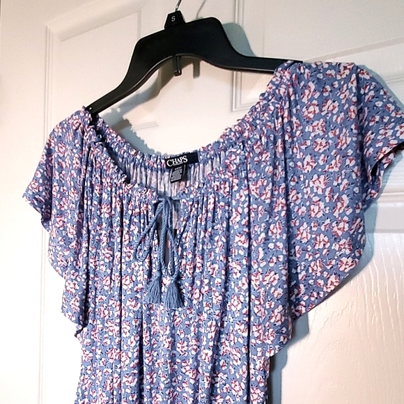 NWT Chaps Floral Peasant Tunic Top, S - Picture 5 of 6